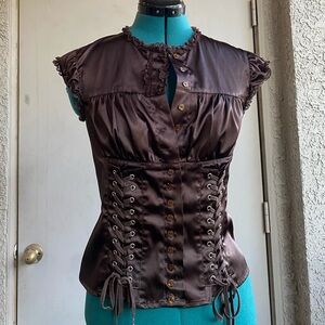 Vintage Y2K moda international lace up top